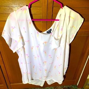 Torrid 2XL Flamingo Blouse Top Lightweight Relaxed